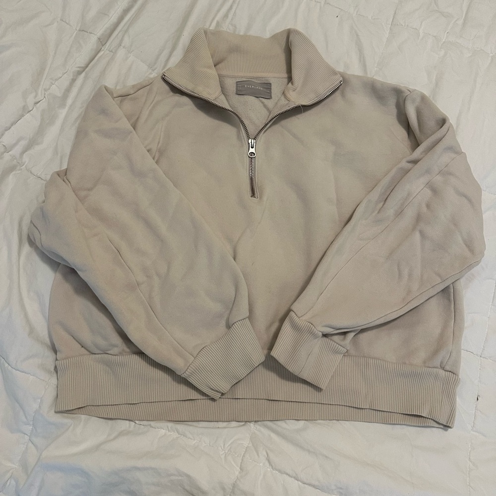 Everlane Beige Pullover Quarter Zip